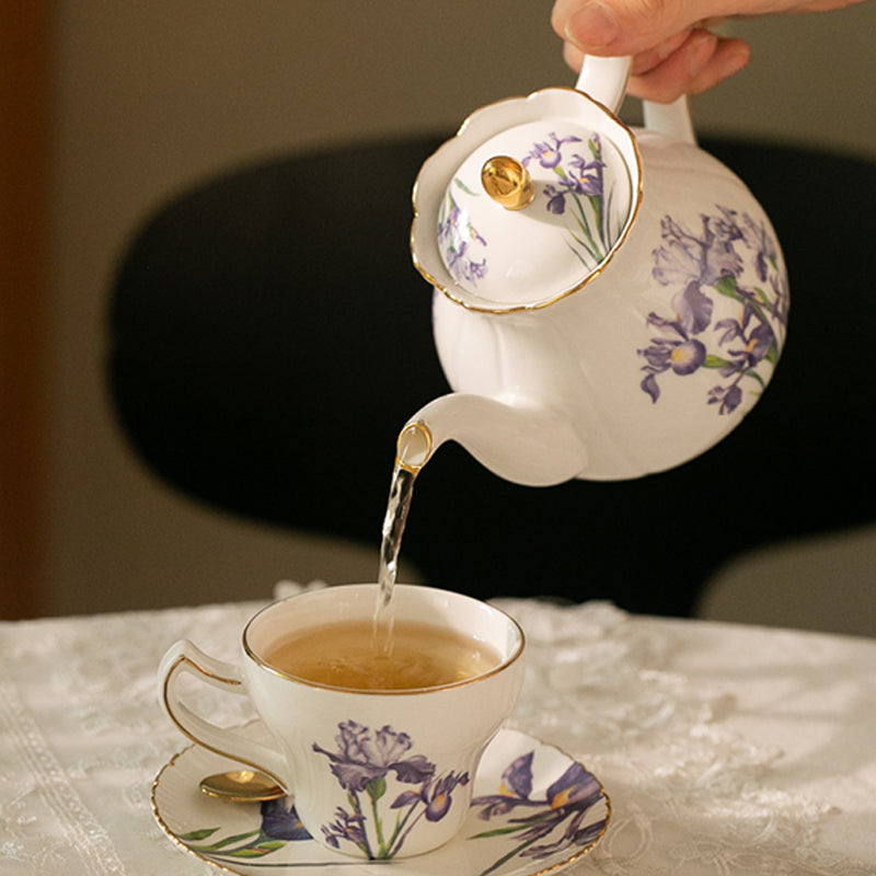 British Iris flower Porcelain Tea Set