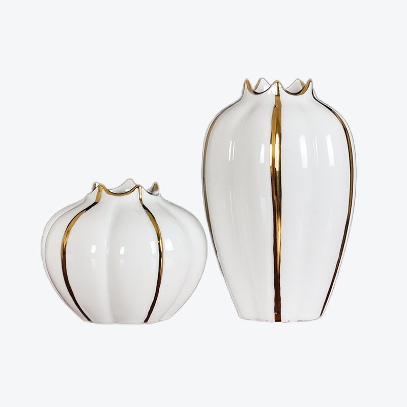 Chinese White Pumpkin Ceramic Vase