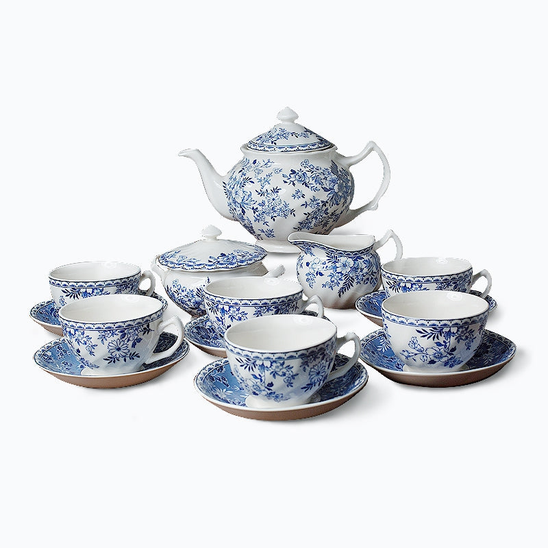 British Blue Floral Tea Set