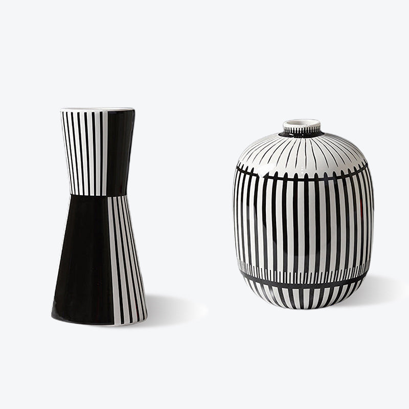 Shaped Black and White Geometric Vase