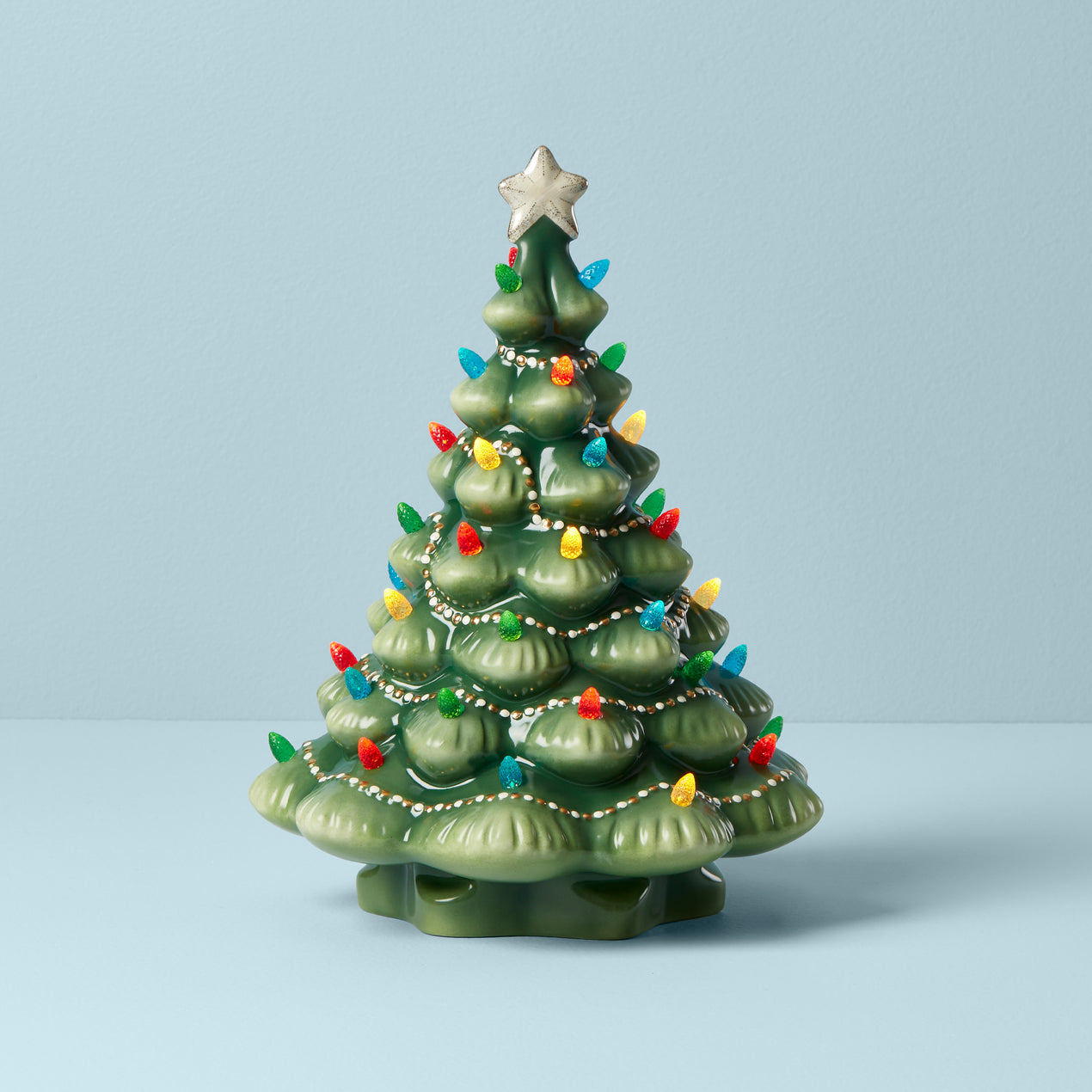 Cherished Traditions Green Illuminated Tree Figurine