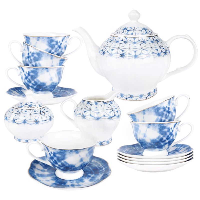 Vintage Blue Porcelain Tea Set