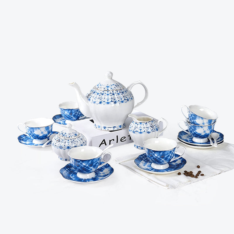 Vintage Blue Porcelain Tea Set