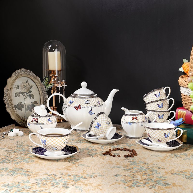 British Butterfly Porcelain Tea Set