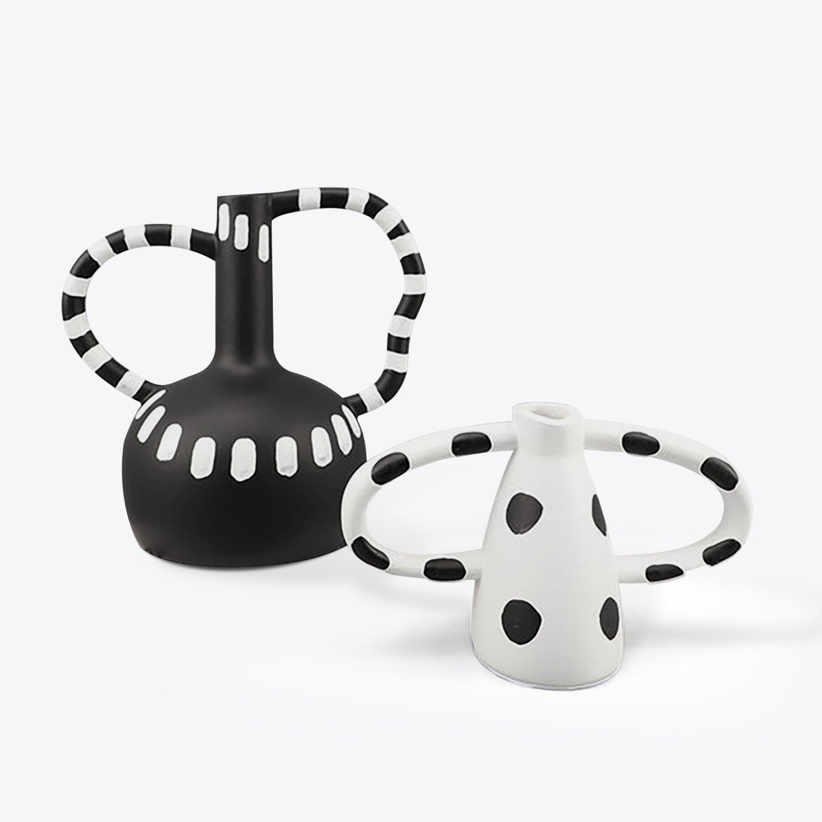 Black and White Spots Twisted Ceramic Vase