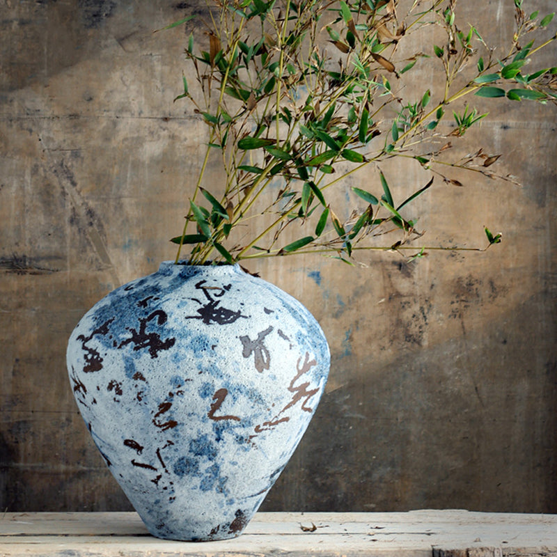 Blue And White Handmade Arched Vase