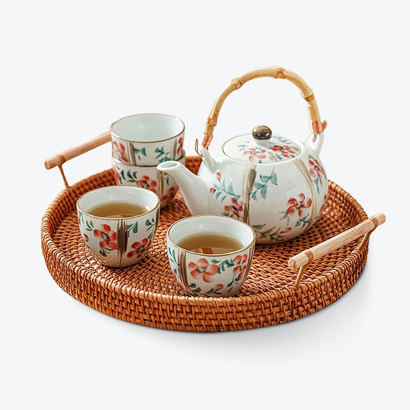 Hand-painted Flower Glaze Tea Set