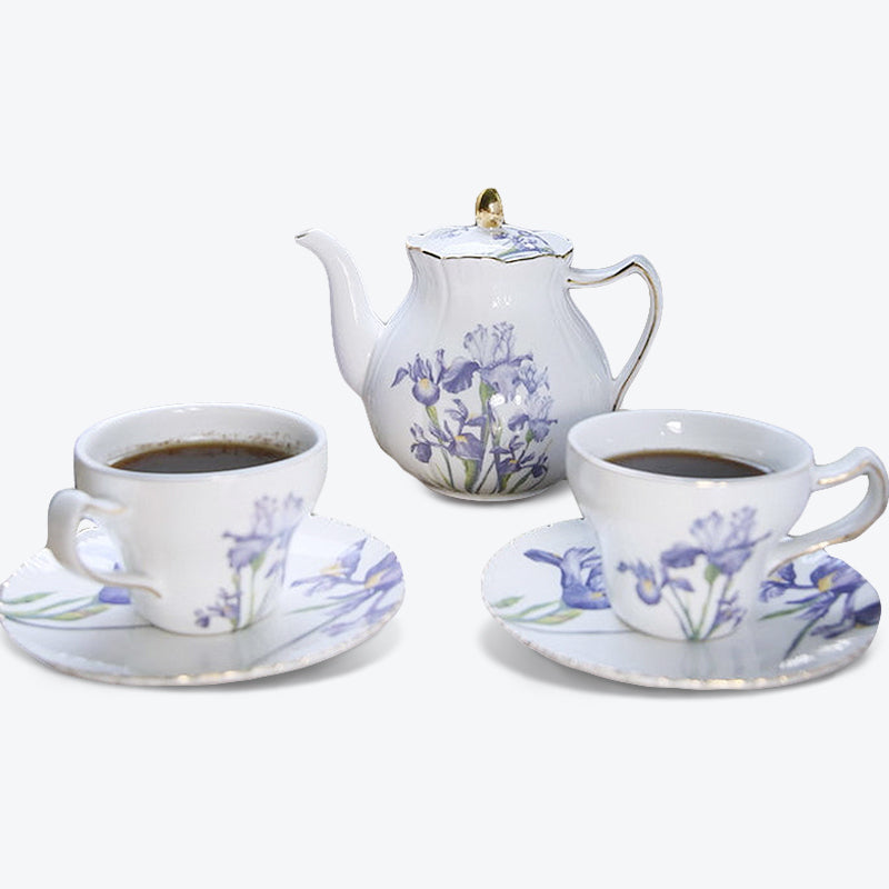 British Iris flower Porcelain Tea Set