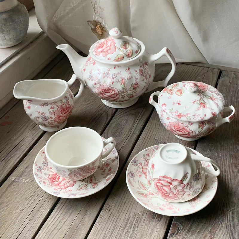 British Pink Floral Tea Set