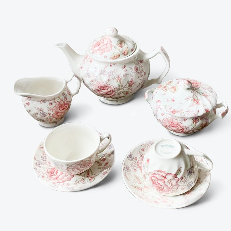 British Pink Floral Tea Set