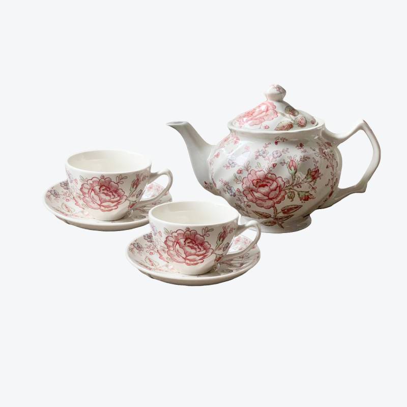 British Pink Floral Tea Set