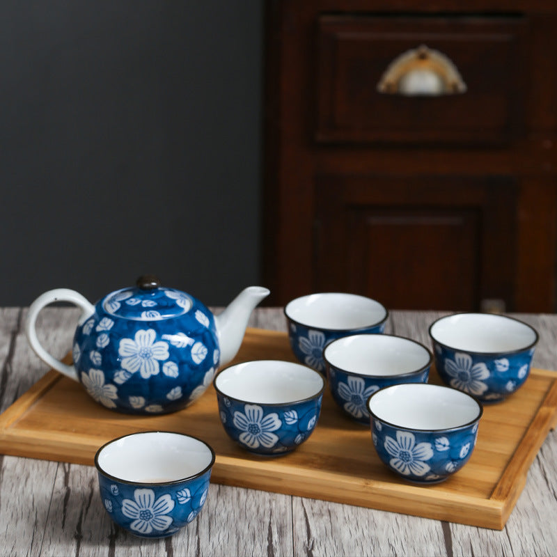 Blue And White Floral Kungfu Tea Set