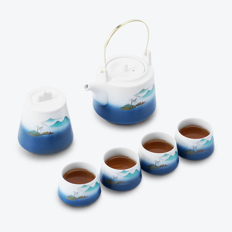 Japanese Style Ceramic Lifting Handle Tea Set