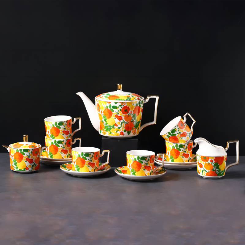 Blooming Flowers Bone China Vintage Tea Set
