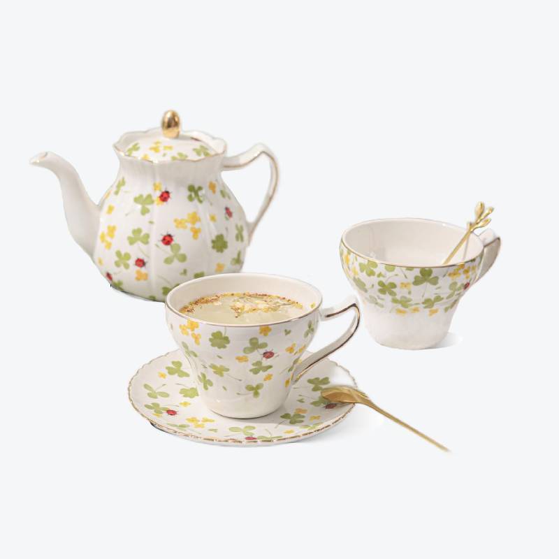 Four-Leaf Clover Meadow Porcelain Coffee & Tea Set