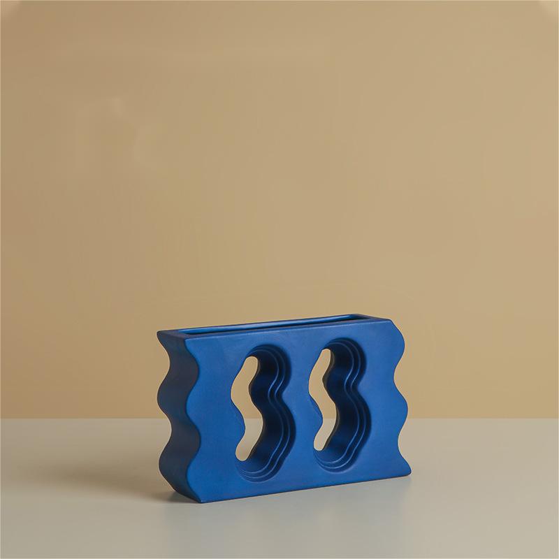 Klein Blue Geometric Ceramic Vase
