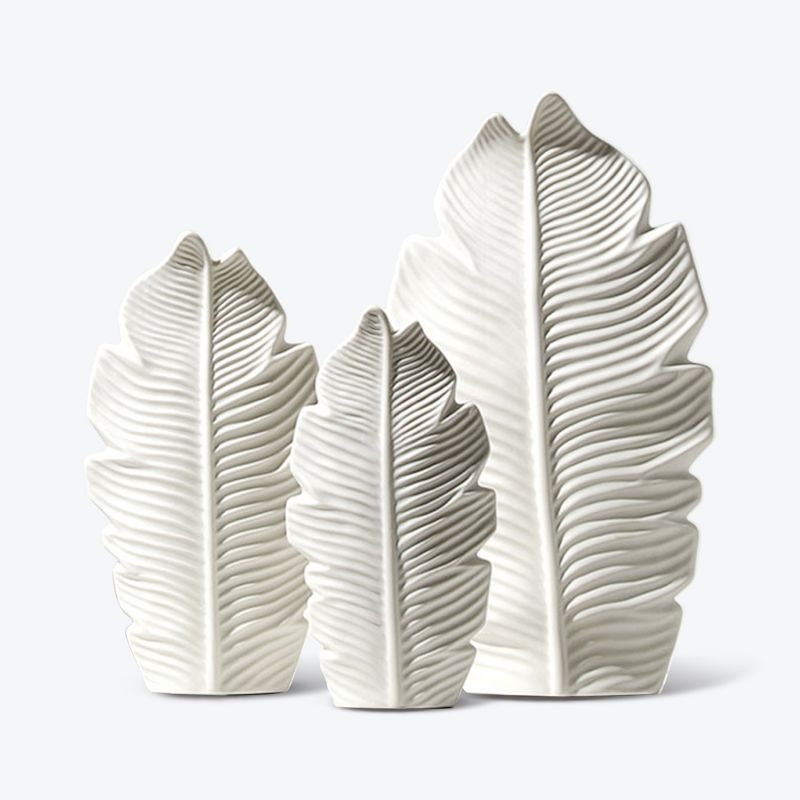 Nordic White Leaf Ceramic Vase