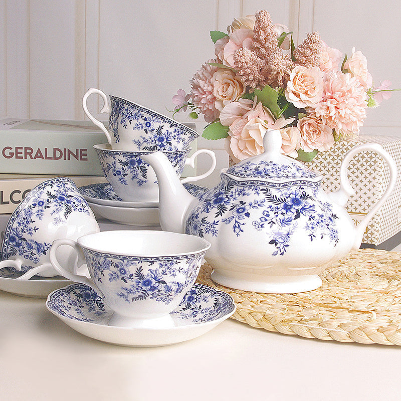 Blue Flowers English Ceramic Tea Set