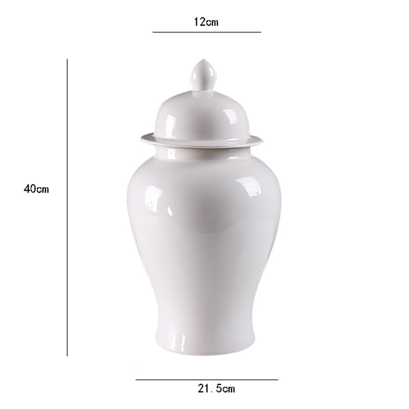 Solid White Jingdezhen Temple Jar