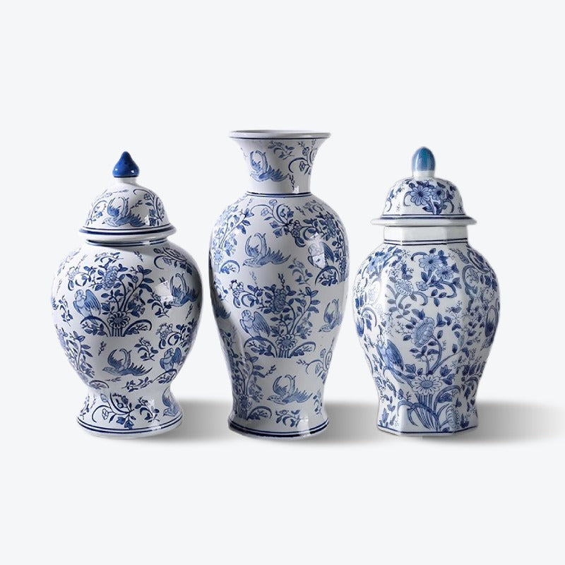 Chinese Style Blue and White Porcelain Ginger Jar Vase