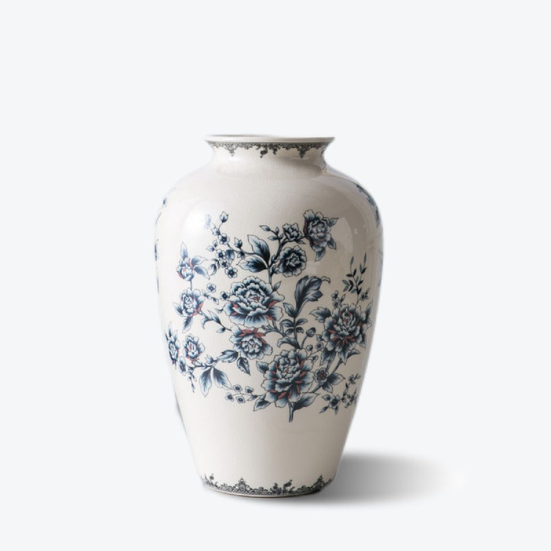 Applique and Ice Crack Design Ceramic Vase