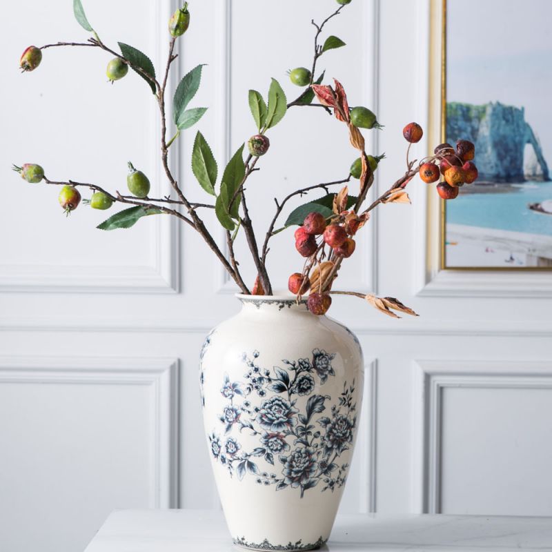 Applique and Ice Crack Design Ceramic Vase