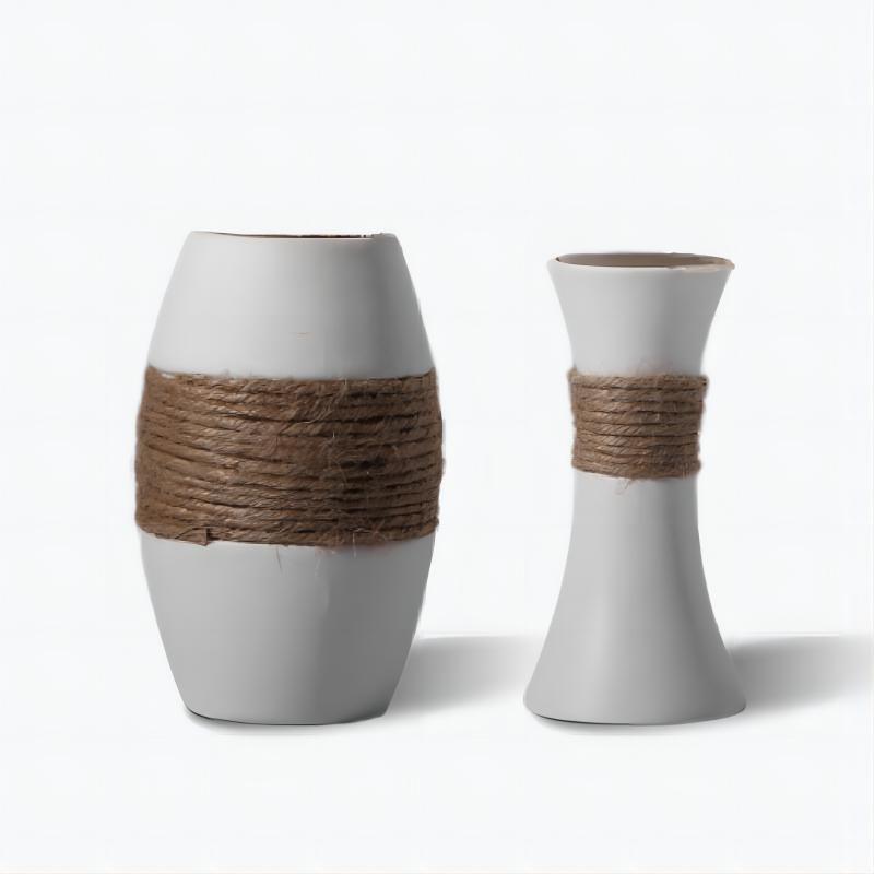 Vintage Hemp Rope Ceramic Vase