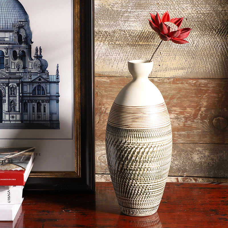 Classic Retro Striped Ceramic Vase