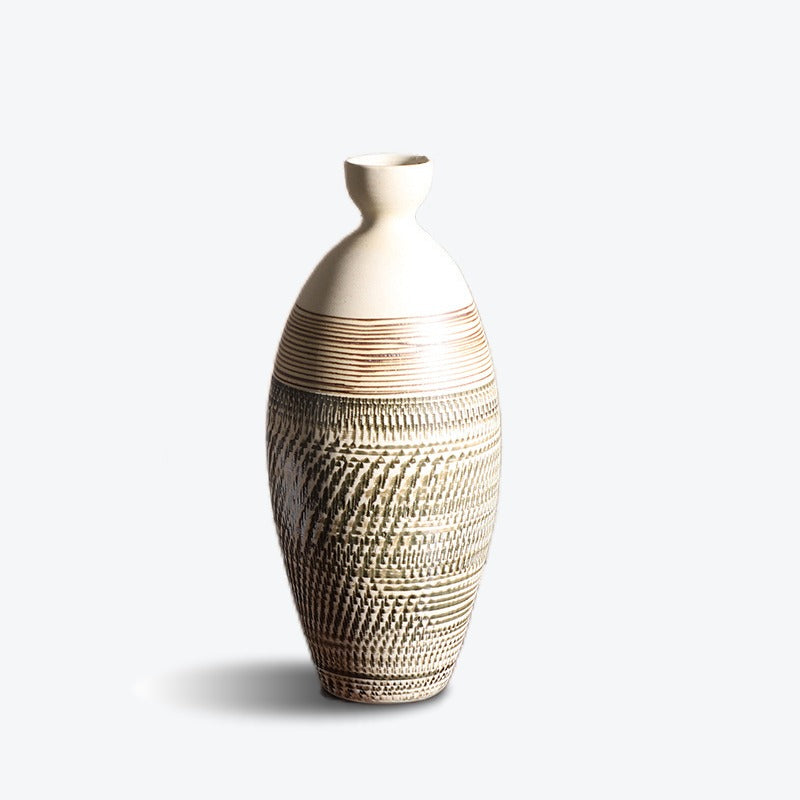 Classic Retro Striped Ceramic Vase