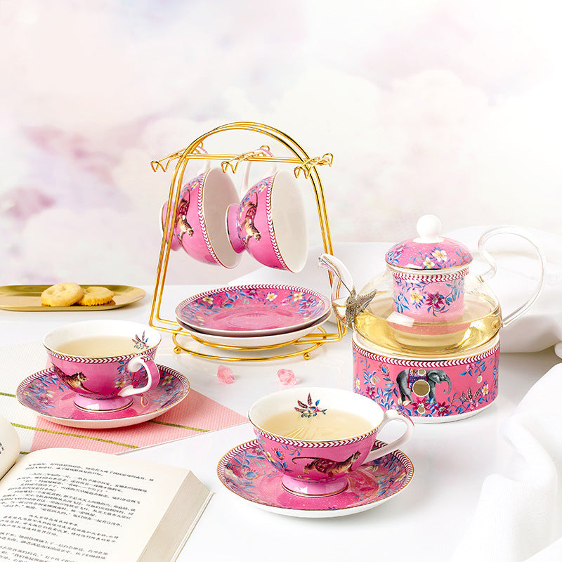 Pink Tiger Jungle Ceramic Tea Set