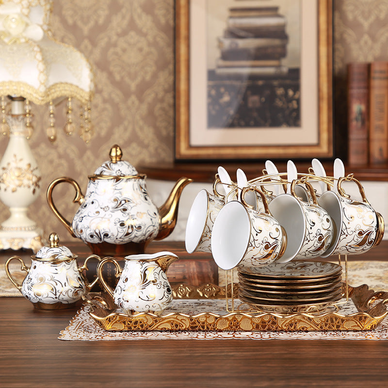 Gold Rim Flower Pattern Victorian Tea Set
