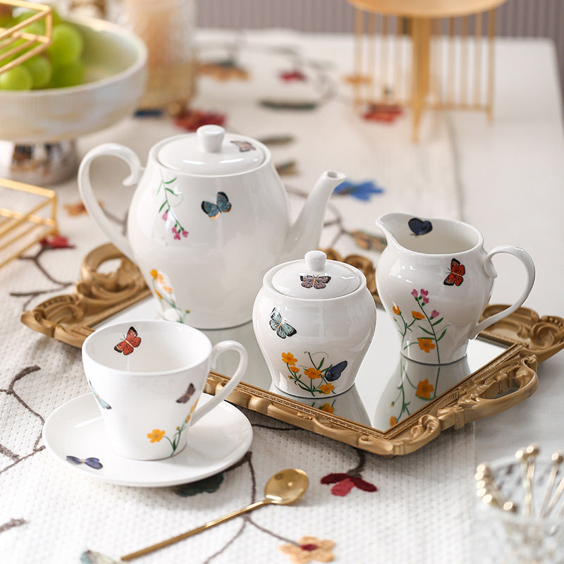 English Butterfly Flower Ceramic Tea Set