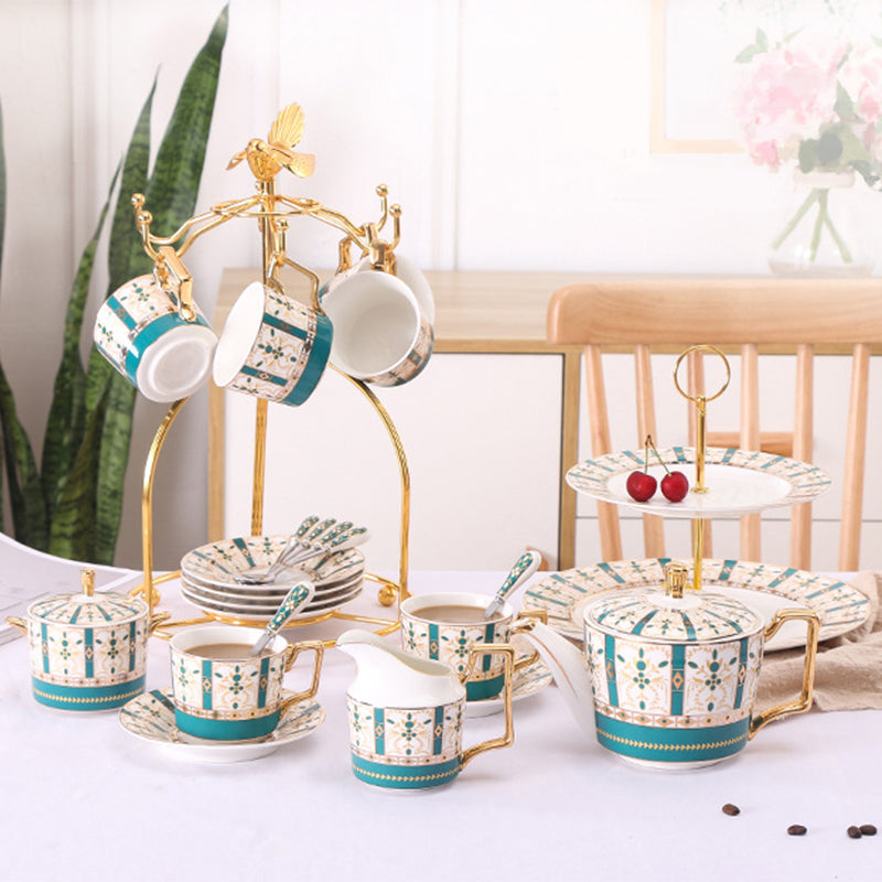 English Geometric Ceramic Tea Set