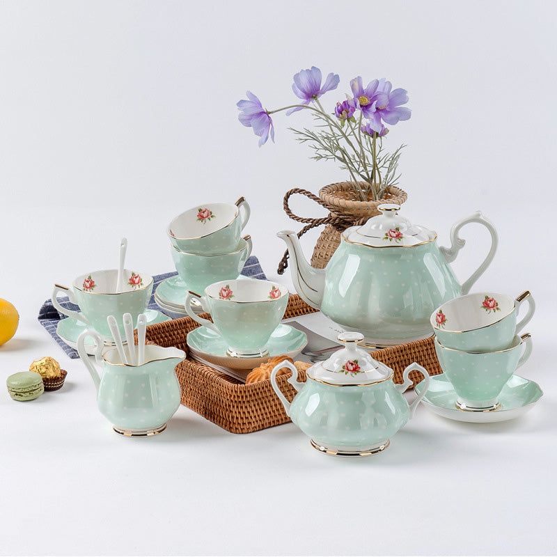 Polka Dot Flower Bone China Tea Set