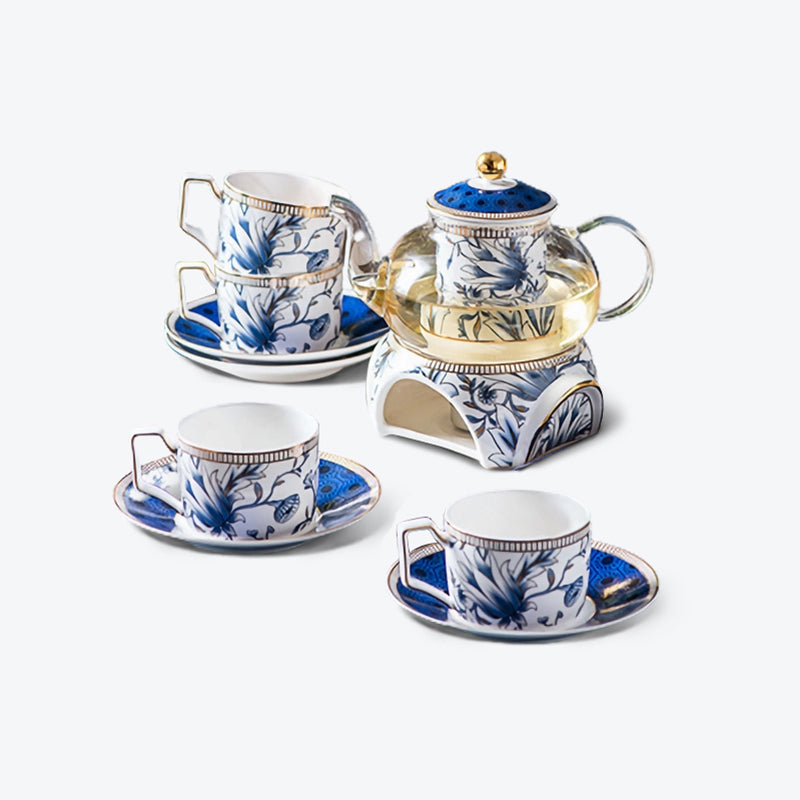 Blue Flower English Bone China Tea Set