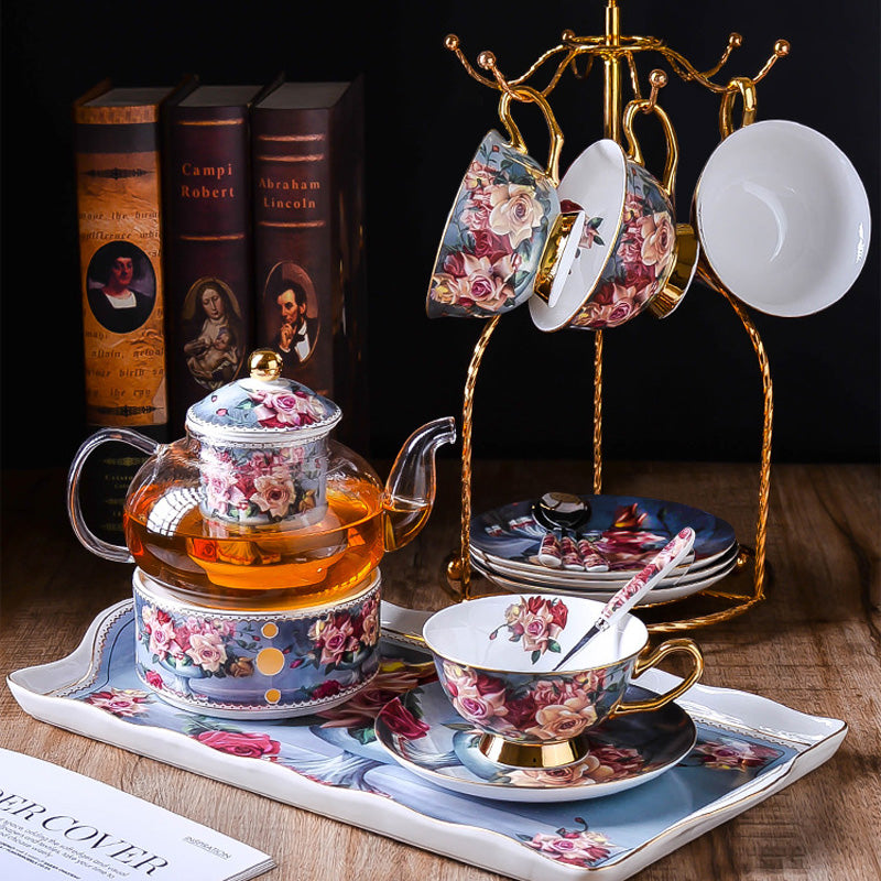 Vintage Rose Bone China Tea Set