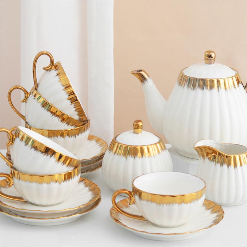 Golden Handle and Rim Afternoon Tea Set