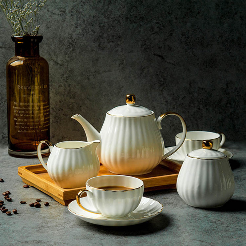 Gold Trim Pumpkin Coffee Set