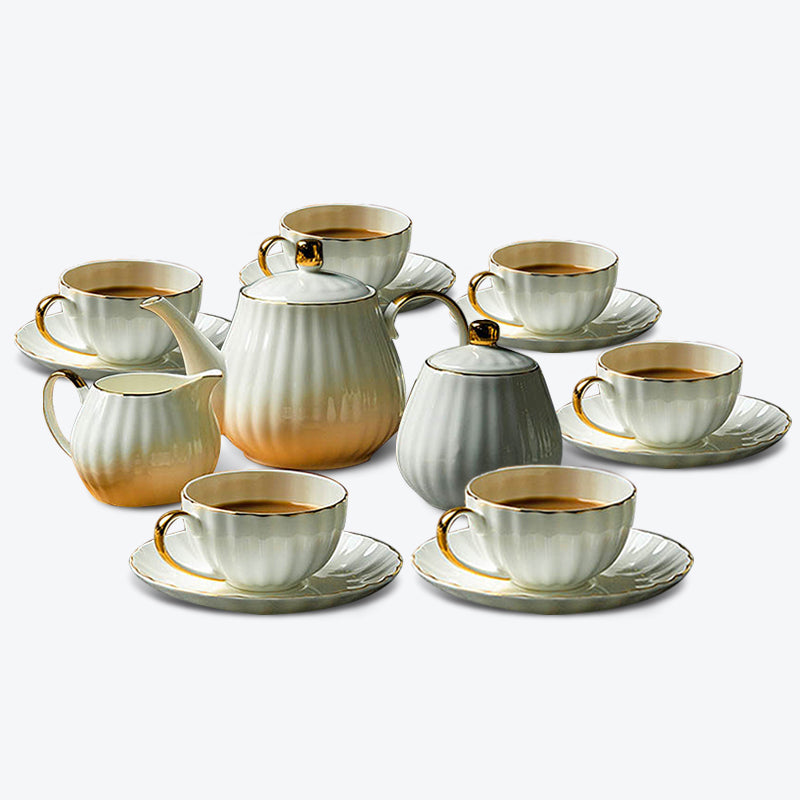 Gold Trim Pumpkin Coffee Set