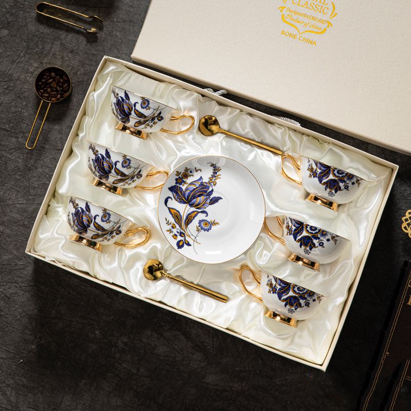 Bone China Golden Rim Coffee Cup and Saucer Set