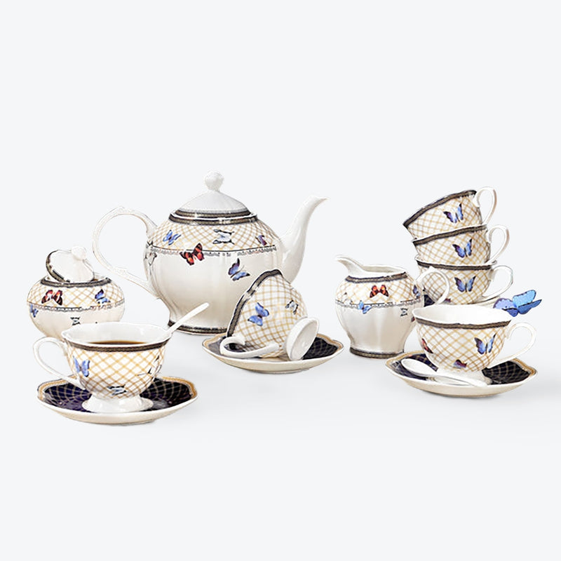 British Butterfly Porcelain Tea Set