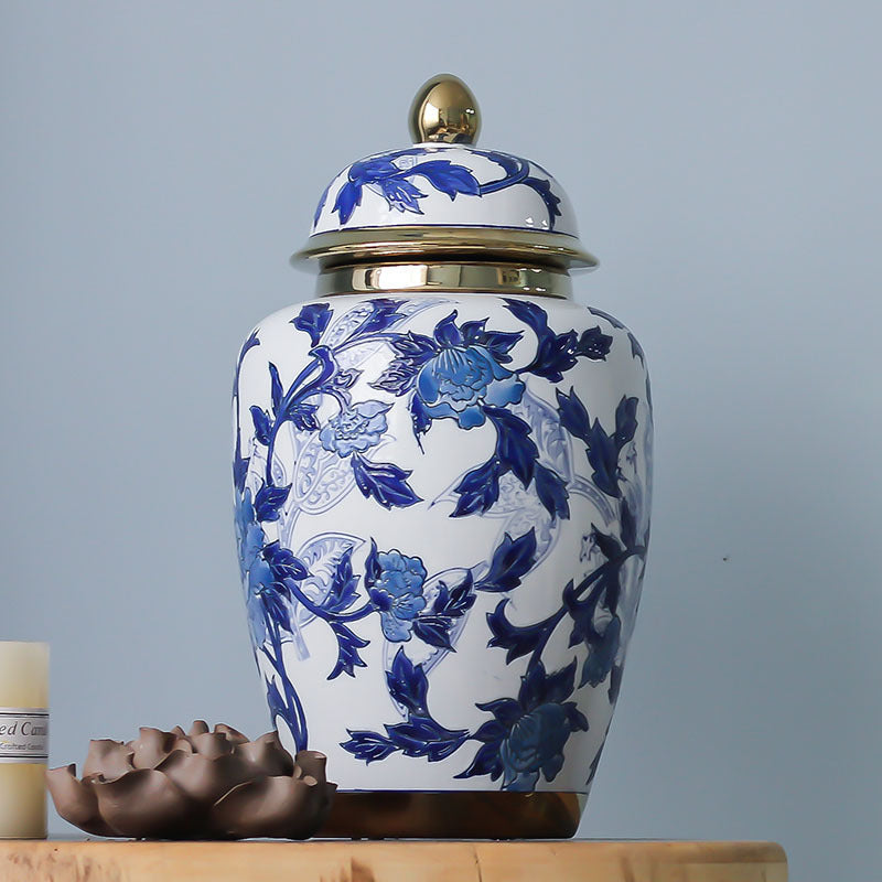 Blue and White Porcelain Ginger Jar