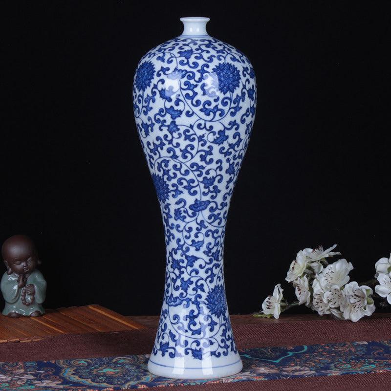 Blue And White Porcelain Beauty Plum Floor Vase