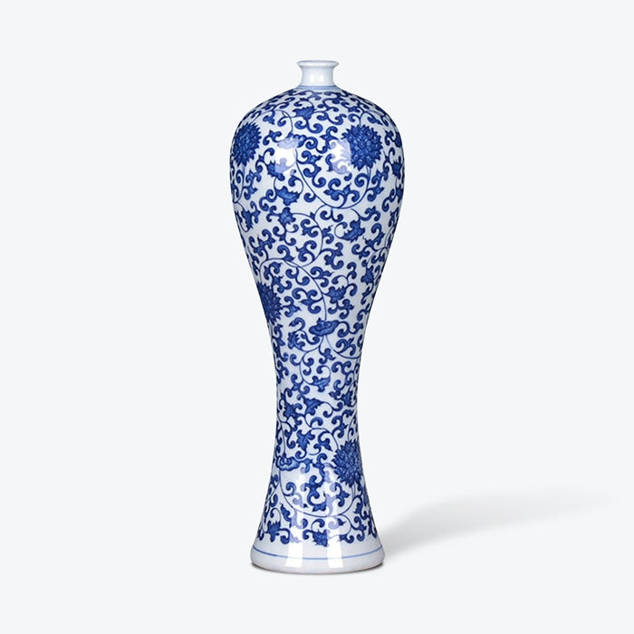 Blue And White Porcelain Beauty Plum Floor Vase