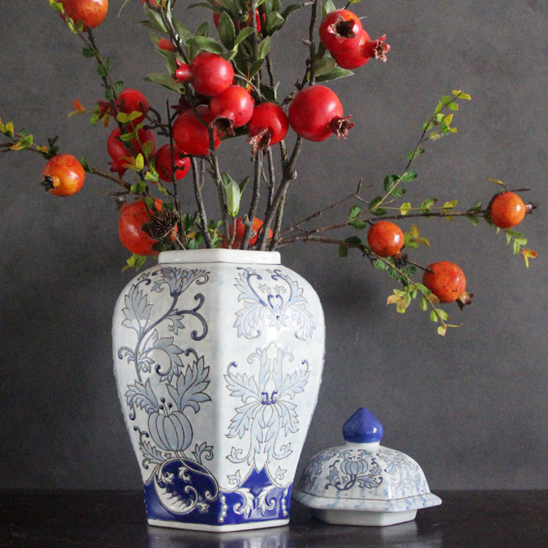 Hand-Painted Blue and White Porcelain Ginger Jar Vase