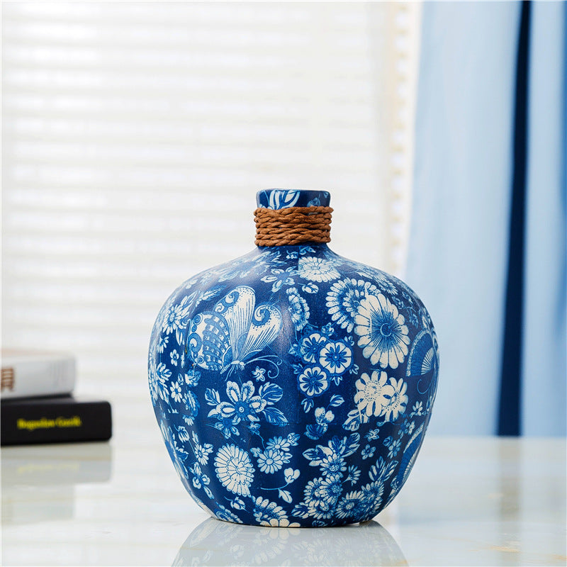 Blue And White Liscio Japanese Style Vases