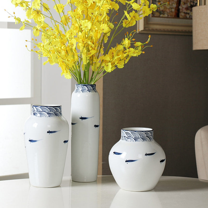 Hand-Painted Fish Designed Vase