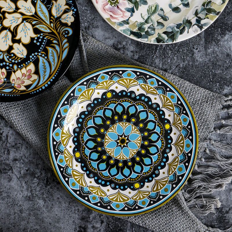 Set of 4 Hand-painted Artistic Underglaze Plate