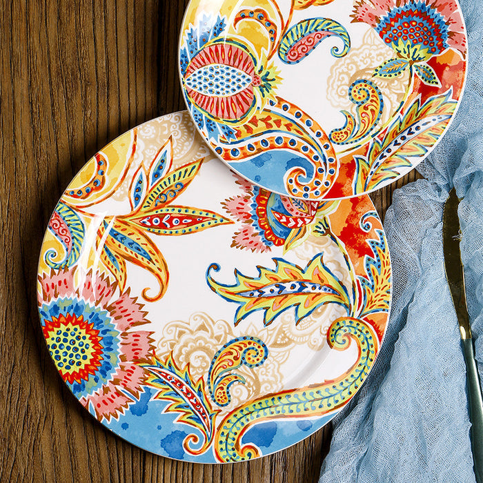 Bohemian Hand-painted Flower Plate