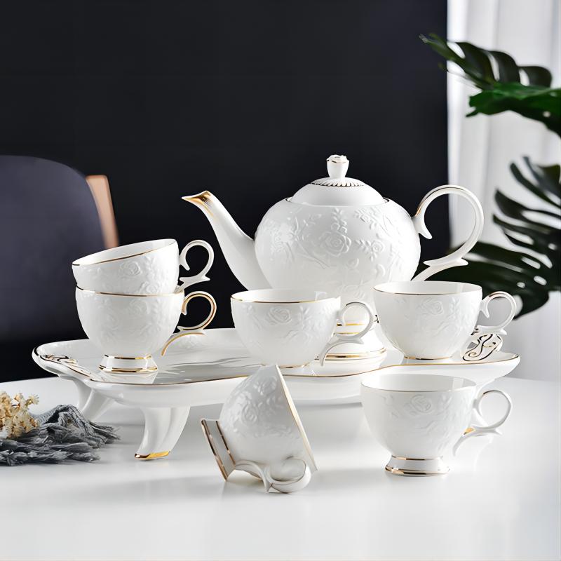 British Relief Floral Tea Set